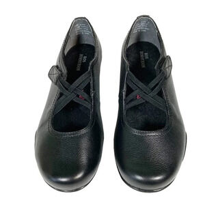 Ros Hommerson Cozy Black Leather Slip-On Ballet Flats Shoes, Size 6.5 Extra Wide